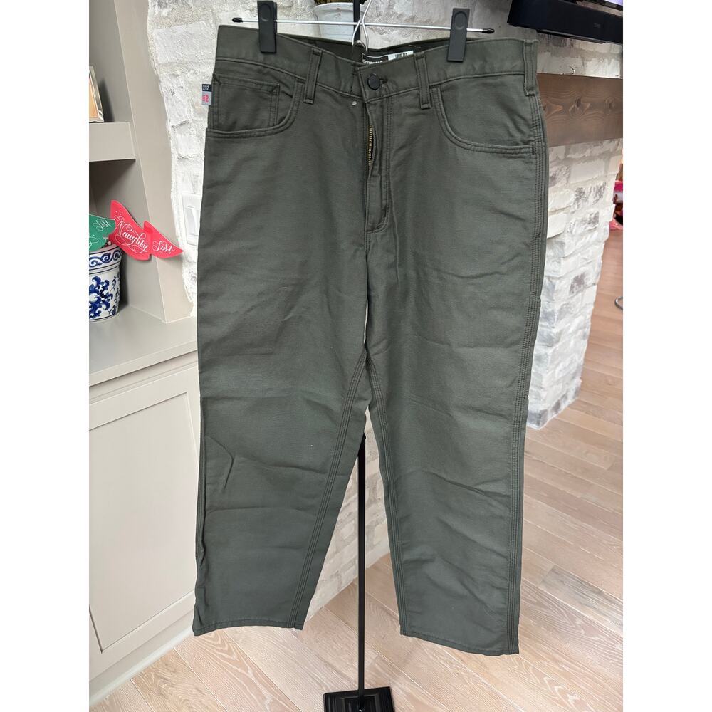 Carhartt Men's Moss Flame-Resistant Midweight Canvas Loose Fit Pant Size 34 - Picture 4 of 8